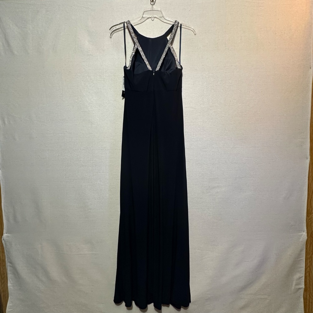 NWT Betsy & Adam Jayleen High Neck Side Ruched Stretch Knit Gown - size 16 - Picture 4 of 8